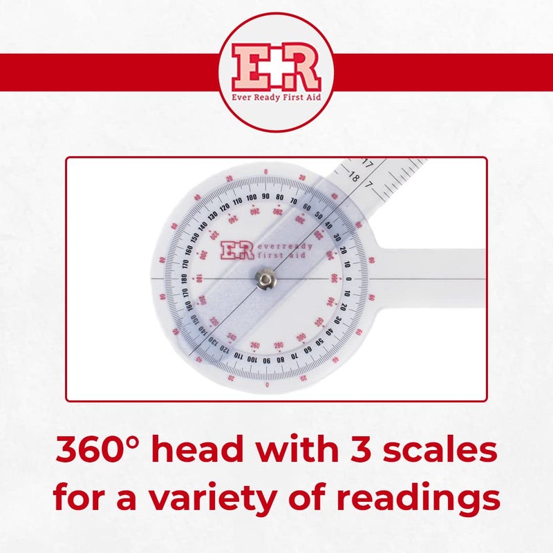 Ever Ready First Aid Plastic 12"" Goniometer 360 Degree ISOM - Image 4